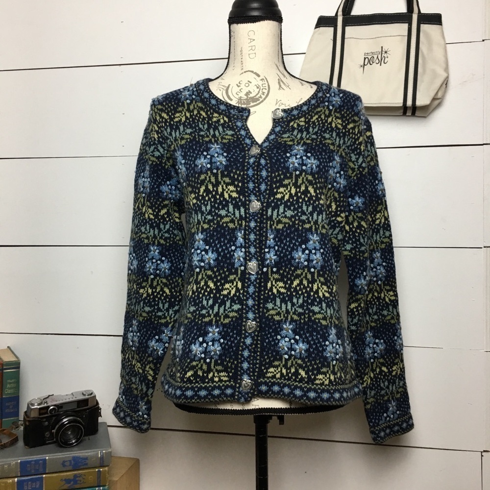 Vintage Nomadic Traders Ramie Knit Cardigan w/ Heart Buttons – Boho Heritage